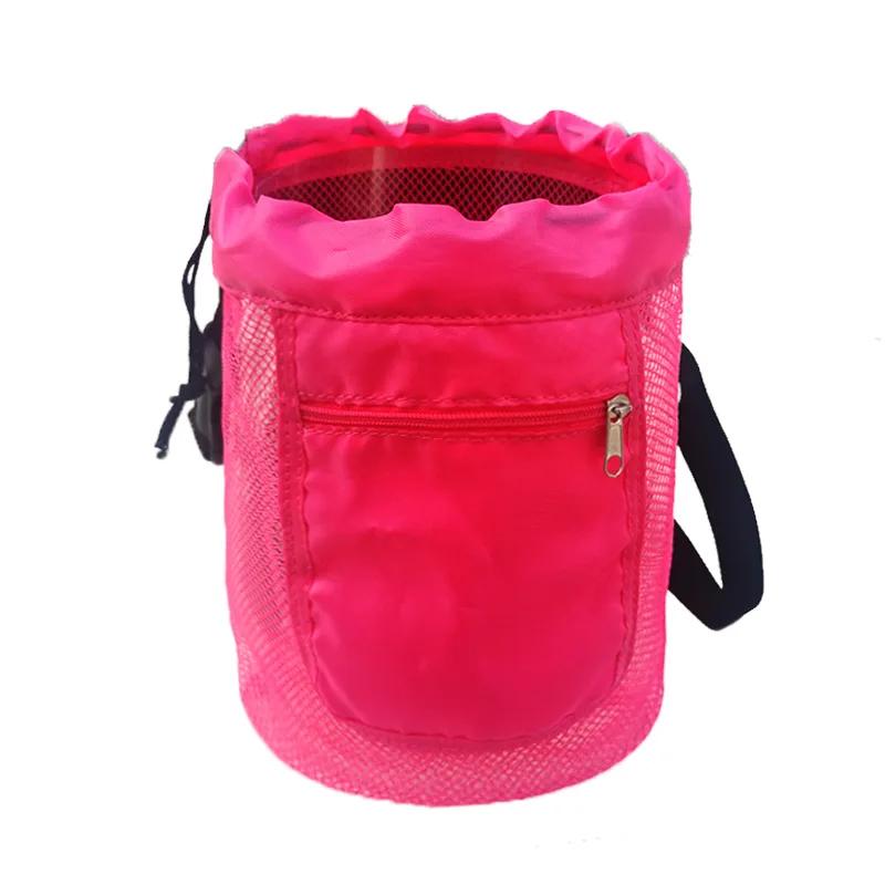 Mesh Beach Bag for Kids Toy Organizer Net Zipper Adjustable Shoulder Strap Storage Pouch Child Shell Collecting Bag Round Bucket