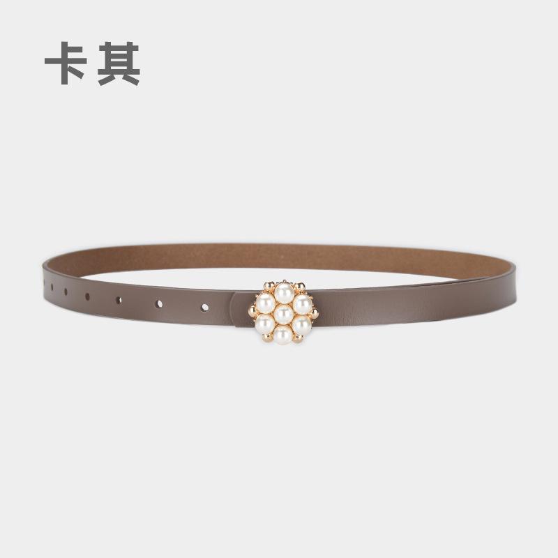 Fine Belt Retro Pearl Decorative Ladies Fine Belt With Windbreaker Dress Waist Seal Waist Jewelry