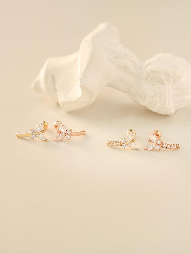 Minimalpiercing 14K Butterfly Half Ring Piercing Earrings