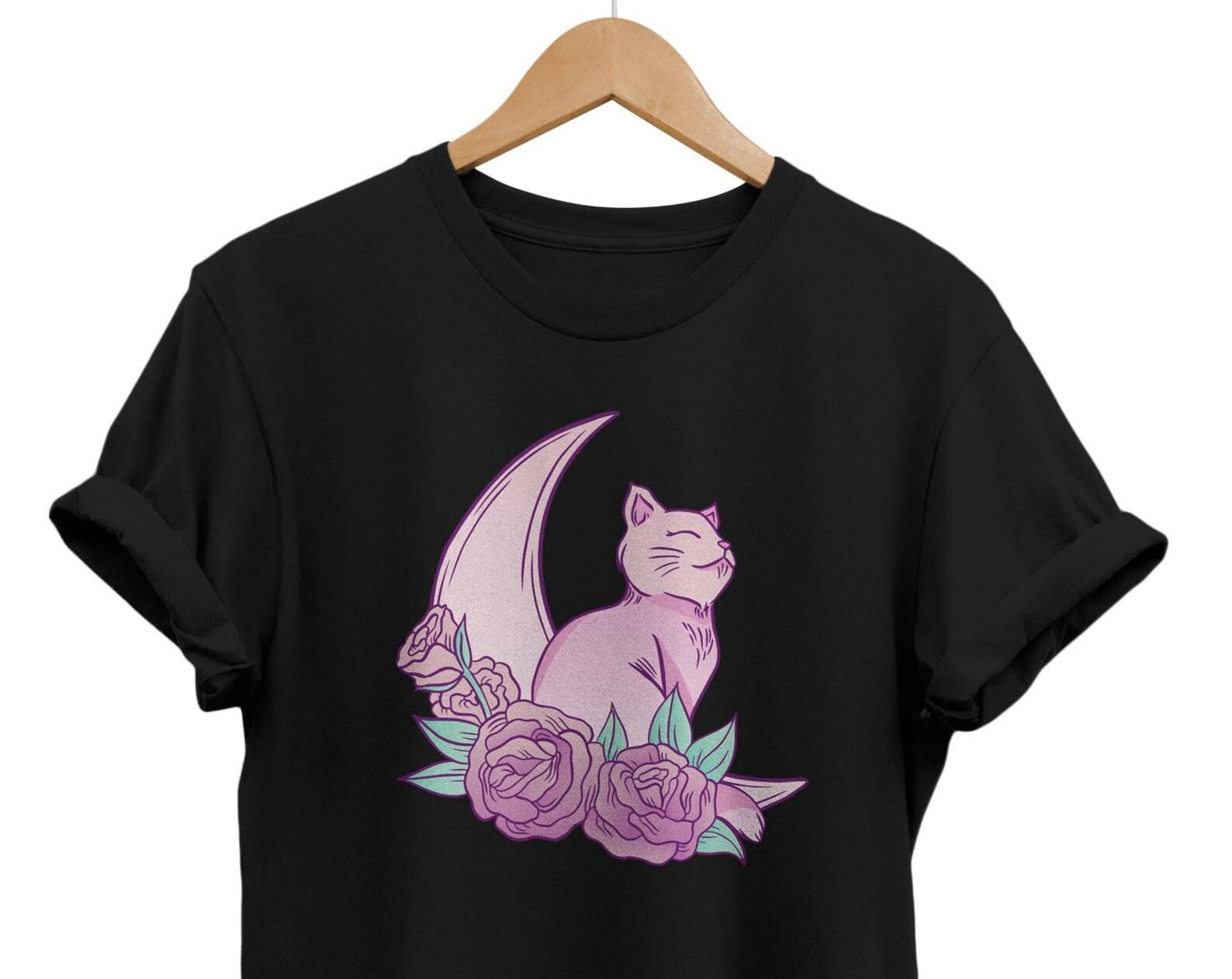 Moon Cat T-shirt: Pastel Kawaii Yume Harajuku Top S