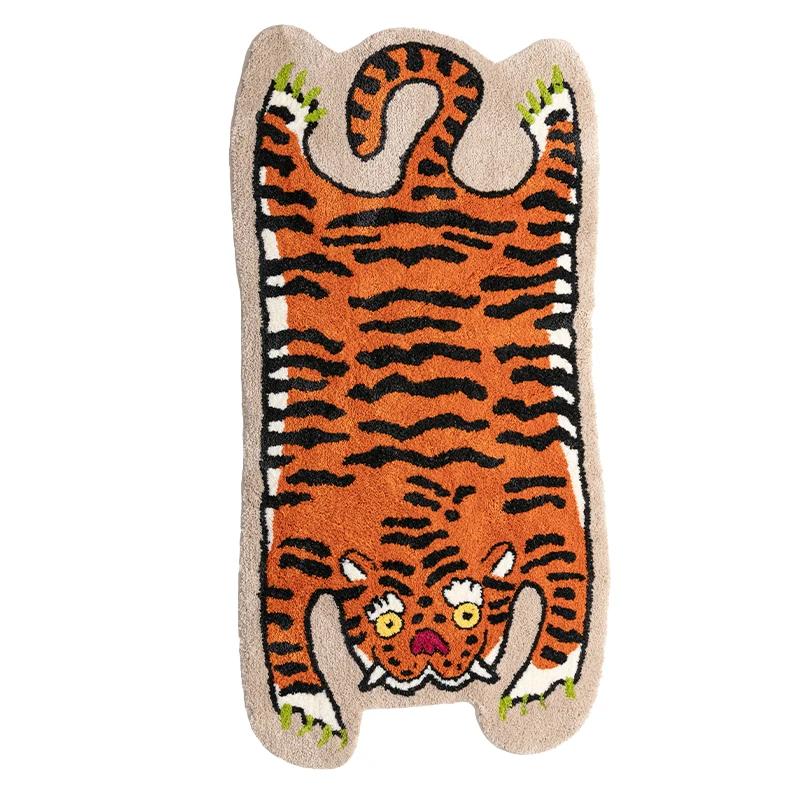 Cartoon Tiger Carpet - Warm And Comfortable For Bathroom, Entrance Floor Mat, Bedroom Bedside Rug, Home Decoration