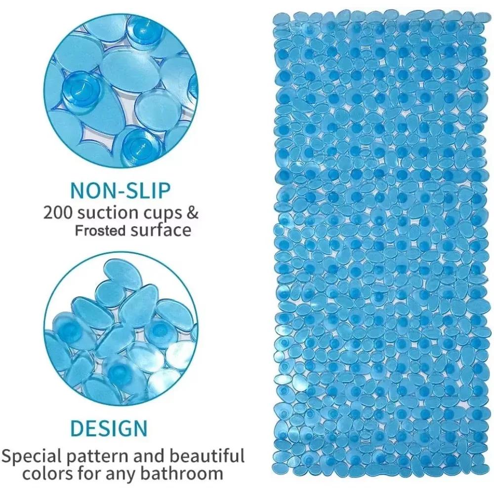Rutschfeste Badematte mit Saugnäpfen - PVC Duschbodenmatte, Lange Badewannenfußmatte Rutschfestes Badezimmerkissen für Nassbereiche Teppich