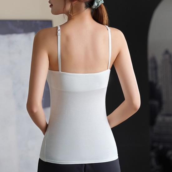 Women's Padded Cami Tank Tops Double Lined Spaghetti Strap Camisole Shirts with Built in Bra Slim Fitted Basic Summer Going Out Top