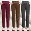 Thin & Plush Thick Casual Pants Fleece Pencil Pants Women's Corduroy Warm High Waist Pants Autumn Winter Leggings Pants Trousers