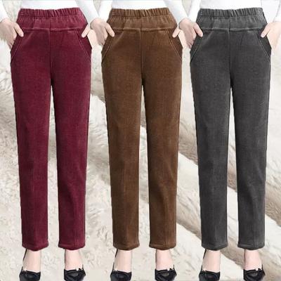 Dünne & Plüschige Dicke Freizeithose Fleece Bleistifthose Damen Cord Warm Hohe Taille Hose Herbst Winter Leggings Hose Hose