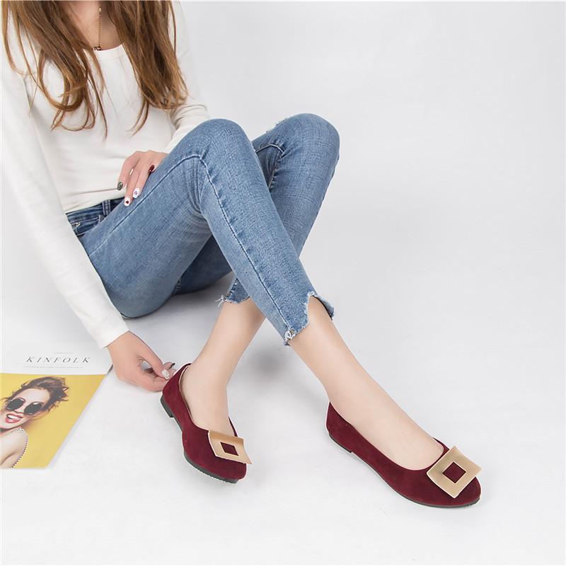 Women Girls Solid Big Size Slip On Flat Shallow Comfort Casual Single Shoes 23 Colors