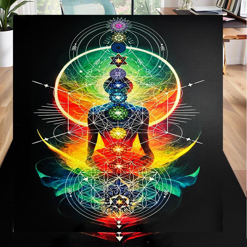 Chakra Balance Meditation Office Rug Chair Mat, Entryway Carpet, Suitable for Front Door, Bedroom, Living Room, Desk, Holiday Gift
