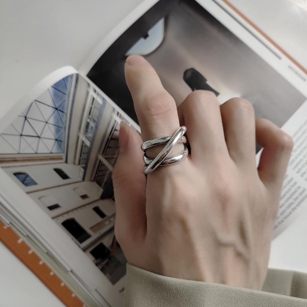 VENTFILLE 925 Sterling Silver Rings New Party Jewelry Vintage Charm Double Layer Geometric Nail Design Accessories Gift Dropship
