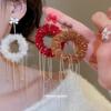 Silver Needle Fluffy Tassel Bow Earrings: Retro, Creative, High-End Winter Accessories for Women