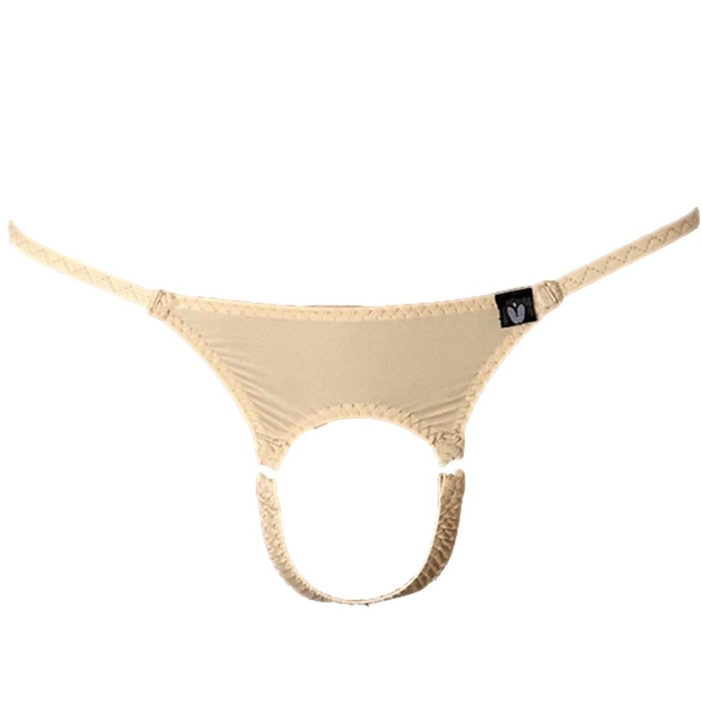 La Opening Design Open Front Pants Sexy Lingerie Inner Underwear [Heureux Joie] T-back Men's Men's (JP, Alphabet, M, BEIGE)