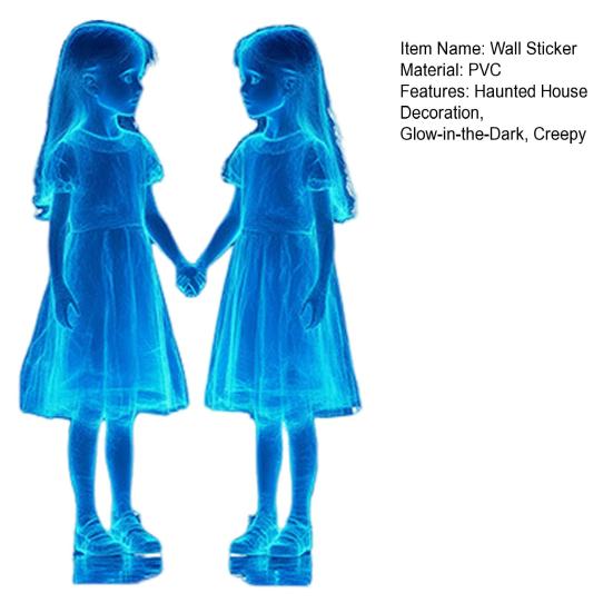Halloween Wall Sticker Glow-in-the-Dark Creepy Twin Girl Sticker Self Adhesive
