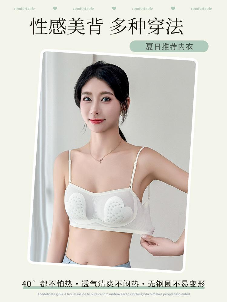 

Ultra-thin beautiful back breathable rabbit ears heart-shaped steel-free half cup bra cover new big backless M (suitable for 42.5-50kg )
