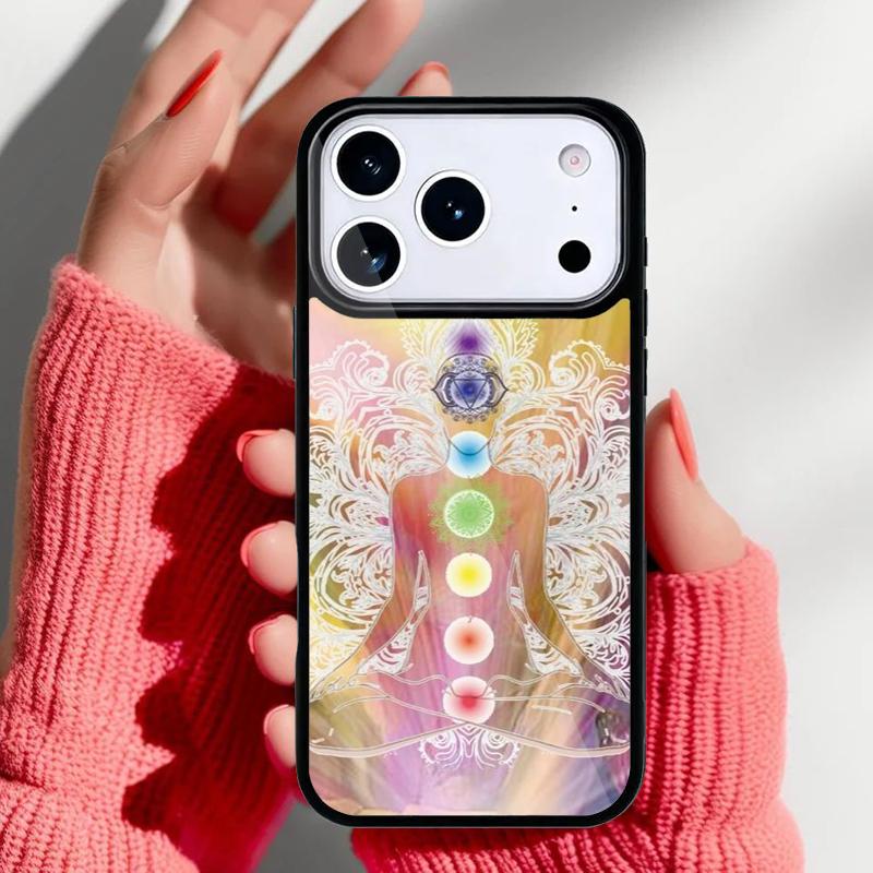 Mandala Chakra Yoga Telefonfodral för iPhone 17 16 15 14 13 Pro Max Baksidesfodral för 12 11 Pro Coque