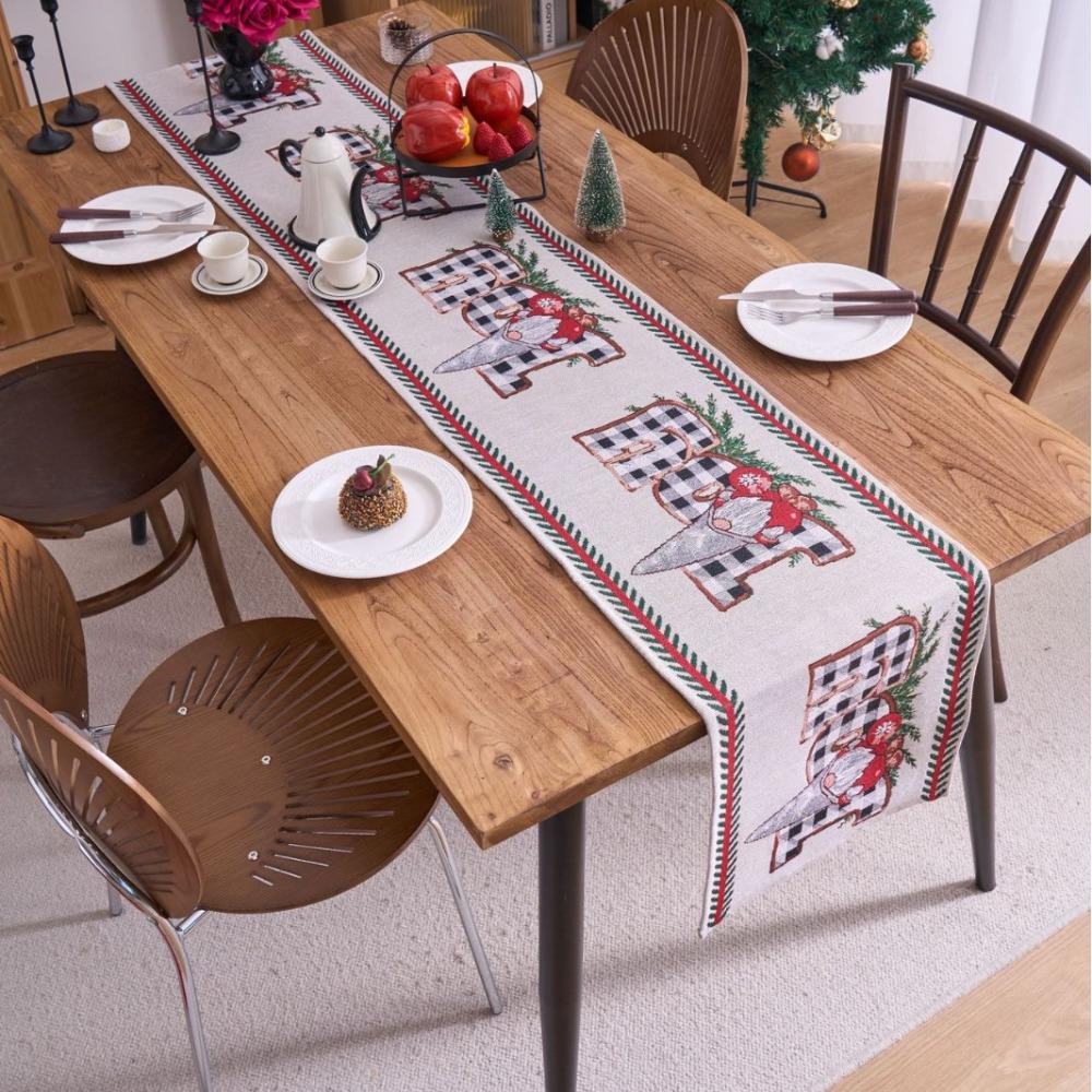 

Christmas Jacquard Table Runner Holiday Dining Table Cloth Festive Coffee Table TV Cabinet Decor 35-140