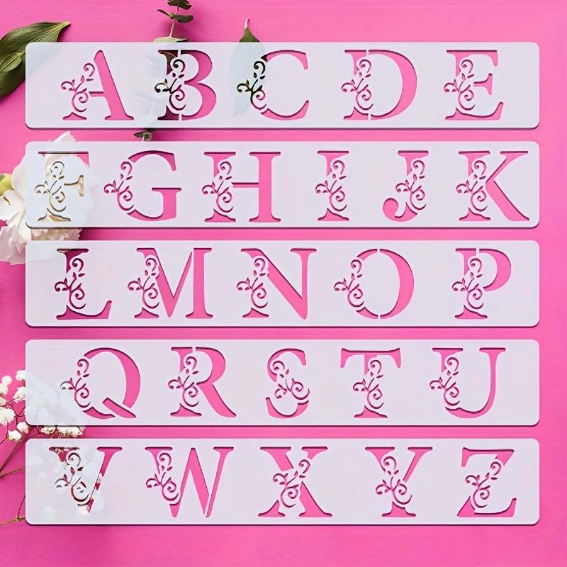 5pcs Leaf-Wrapped Letter Painting Templates | Reusable, Washable,Sprayable, Suitable for Handicrafts, Thin Cutting Decorations