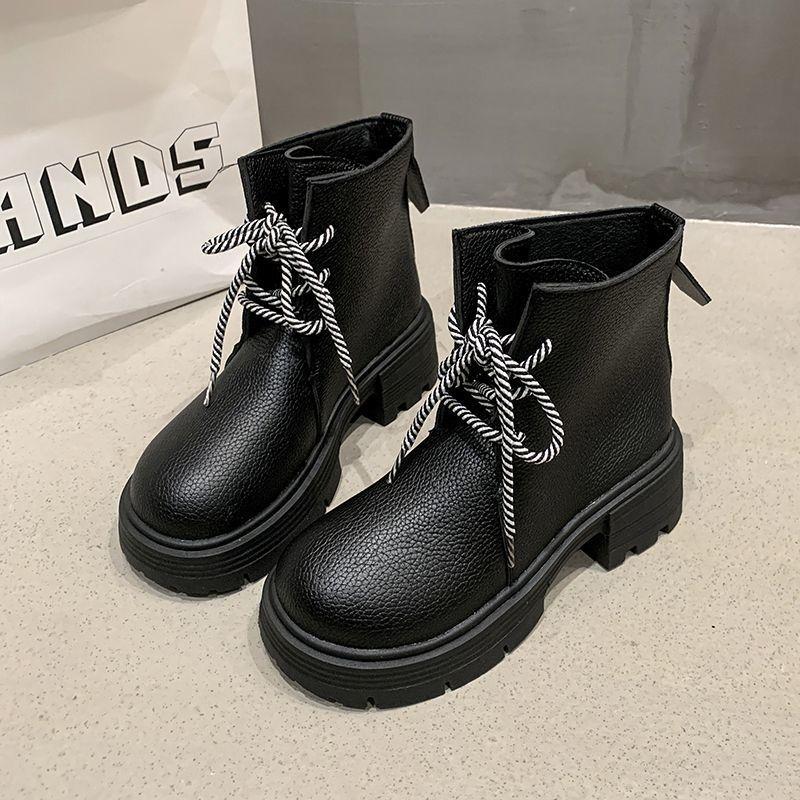 Retro Versatile Martin Boots for Women 2025 Spring and Autumn New Fashion British Style Small Man Height Increase Platform Short Boots for Women