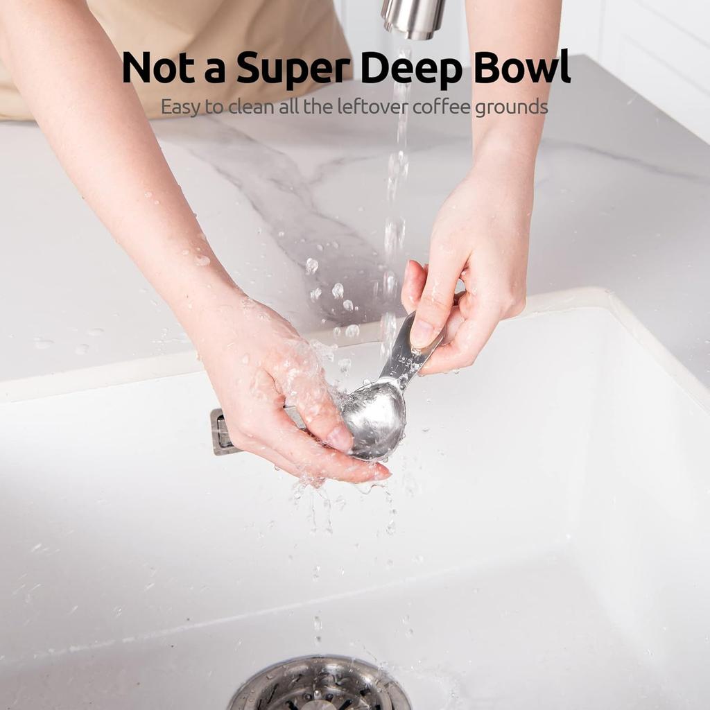 Coffee Scoop - 304 Stainless Steel Metal Measuring Spoon with Short Handle for Ground Coffee, Beans, Powder, Espresso (15ml/30ml)