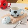 Funny Football Shape Drinking Mug 14oz Ceramic Cup with Lid Cover For Hot Cold Beverages And Display
