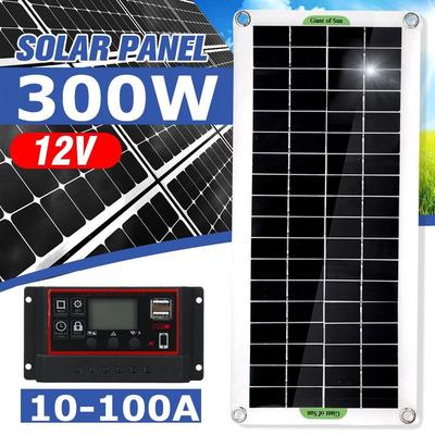 300W taşınabilir güneş paneli kiti 12V USB şarj güneş pili kartı denetleyici su geçirmez güneş pilleri telefon RV araba MP3 PAD