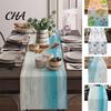 Modern Farmhouse Table Runner Summer Beach Runner, Ocean Wave Coastal Linen for Home House Party Decor Seaside Dining Room