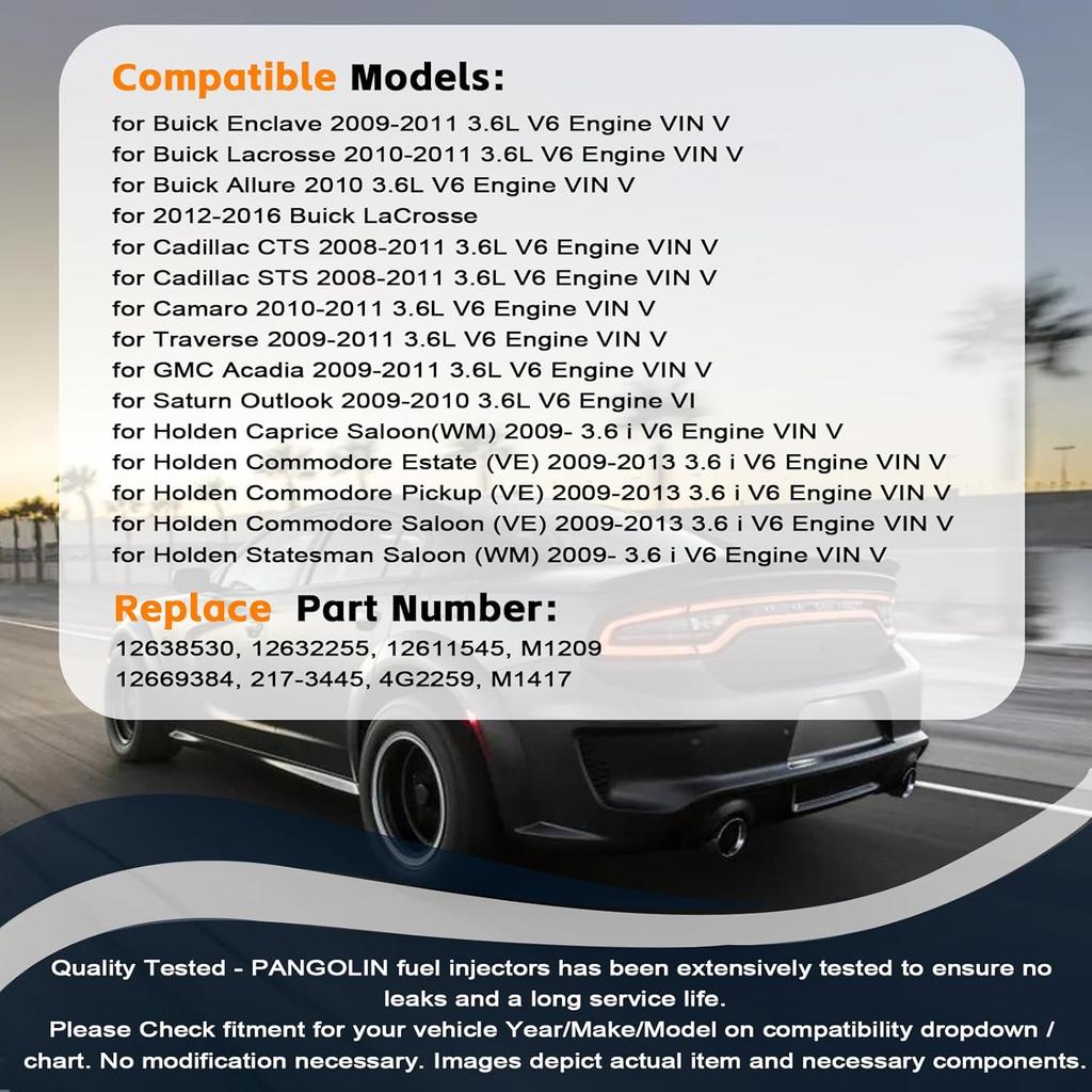 PANGOLIN 12638530 FJ994 Fuel Injector 6PCS for 2009-2011 Buick Enclave, for 2010-2011 Lacrosse, for 2010 Allure, for 2008-2011 Cadillac CTS STS, for