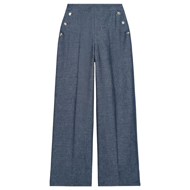 

Zaprha2025 Summer New Linen Blend Button Decoration High Waist Drape Wide Leg Casual Trousers 7935785 PALE INDIGO L