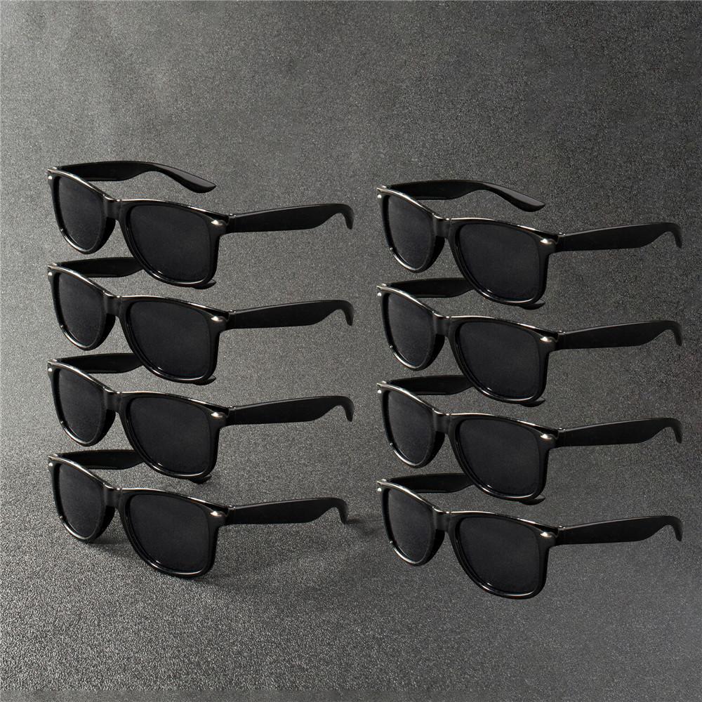 8PCS Classic Black Square Fashion Glasses with Bolt Decoration For Party Pography Wedding Birthday Graduation Hiking