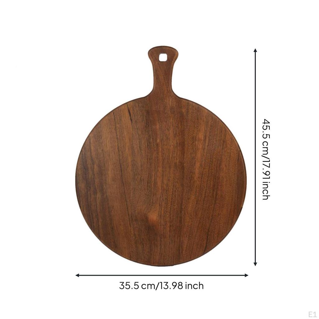 Planche à Pizza avec Poignée Ronde en Bois Naturel pour Cuisiniers Amateurs, Hôtes