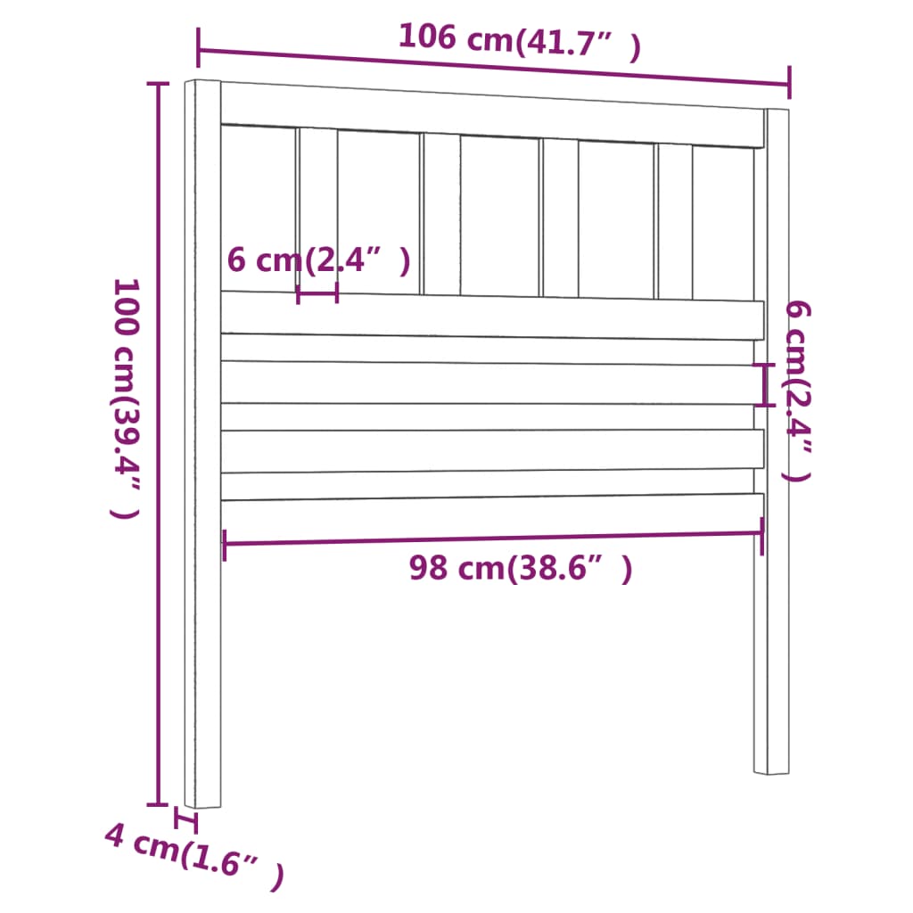 Headboard Honey Brown 106 X 4 X 100 Cm Solid Pine Wood