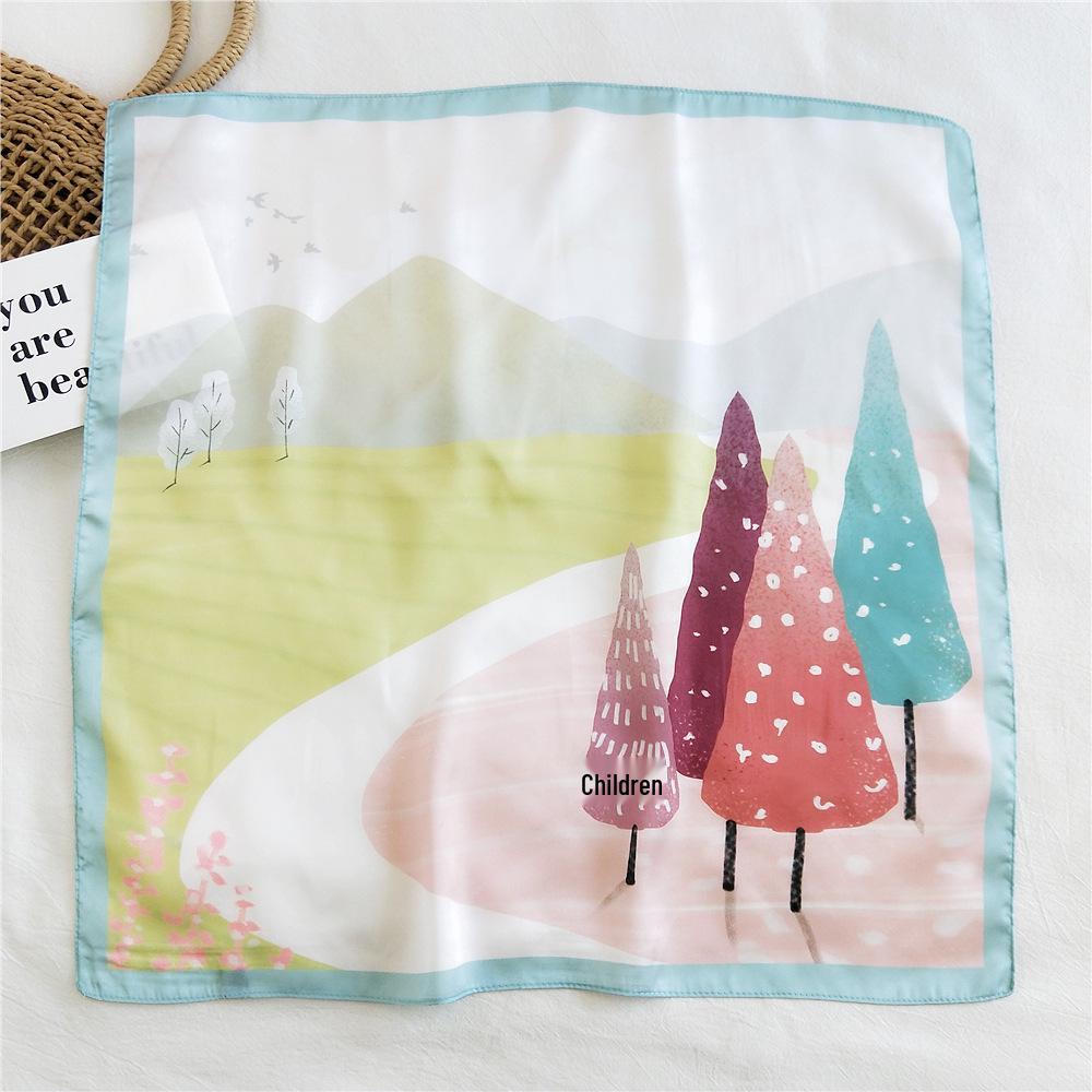 53cm Silk Square Scarf for Women: Elegant Korean Design for Spring, Summer, Autumn - Fashionable Digital Print Headscarf