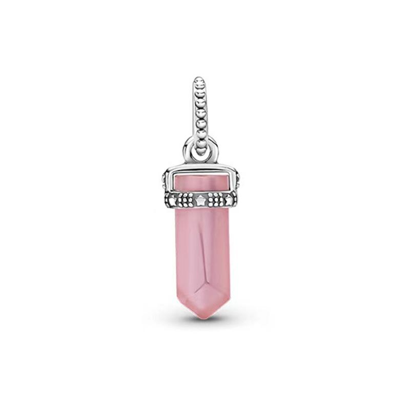 925 Silver-Plated Charms Jewelry Gift Sparkling Pink Air Balloon&Cherry Blossom Dangle Bead Fit Original Silver Bracelet