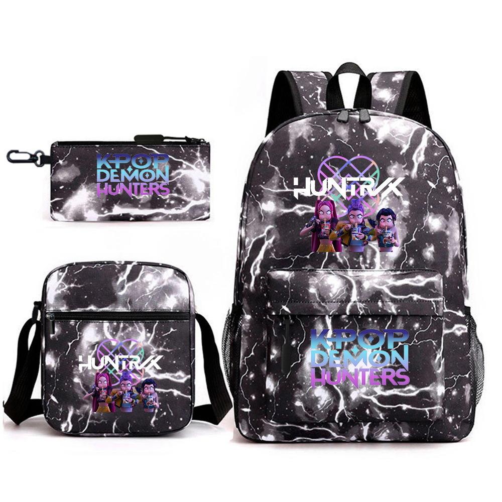 Demon Hunter Girl Group Backpack Kpop Backpack Digital Color Printing Boys And Girls School Bag Shoulder Bag Three-Piece Set