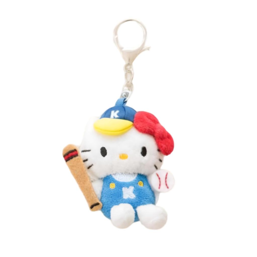 [Reloading] Hello Kitty Plush Mascot Holder Pendant Plush Key Ring Keychain Cute Character Merchandise 50th Anniversary (Blue, Baseball) [Used]