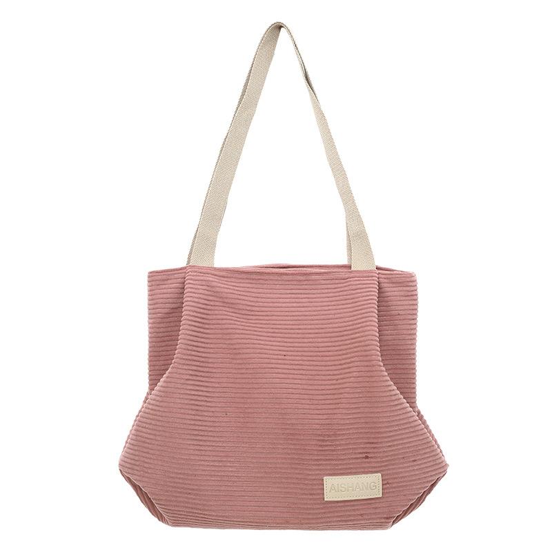 2025 new corduroy casual commuting Korean version shoulder bag fashionable retro trend large capacity portable tote bag