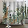 Rlsgjlkjk Forest Animals Shower Curtain Jungle Trees Plant Wildlife Bird Bear Fox Deer Modern Minimalist Bathroom Shower Curtain