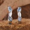 Natural Gemstone Aquamarine Stud Earrings S925 Sterling Silver Simple Fashion Treasure Xiaohongshu Earrings