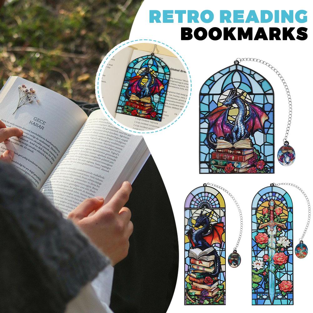 Vintage Buntglas Drachen Lesezeichen Fantasy Schreibwaren Schule Lesezubehör Buchliebhaber Lehrergeschenke Buchzubehör