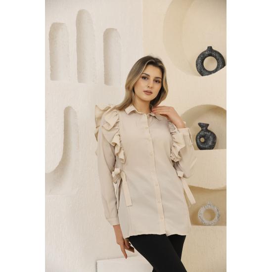 Tunica pentru damă, cu nasturi și cu volante, hijab