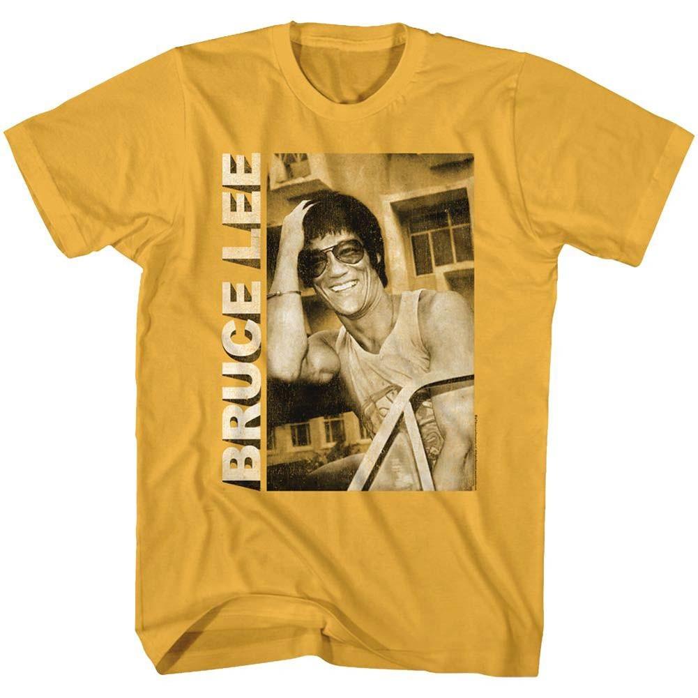 Men s Bruce Lee Casual Smiling T-shirt Small Ginger M