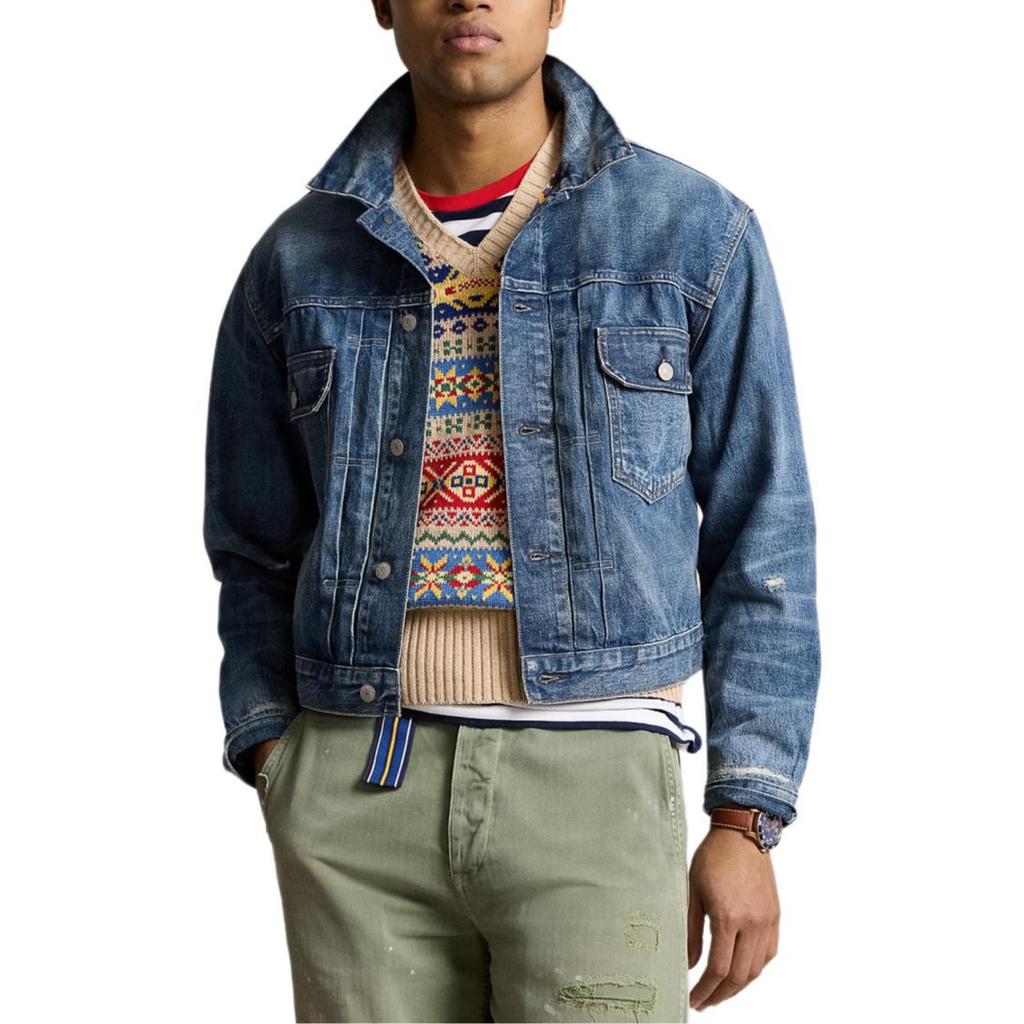 Polo Ralph Lauren SS24 Denim Trucker Jacket Solid Color Lapel Single-Breasted Fitted Denim Jacket Men Jackets Blue MNPOOTW16021-373
