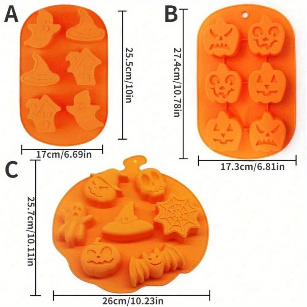 3 BUC Bucată Matriță Silicon Halloween Matriță Copt Dovleac Înfricoșător Fantomă Pălărie Craniu Vrăjitoare pentru Ciocolată Jeleu Cuburi Gheață Tort Biscuiți