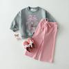 Embroidered Bow Bunny Hoodie for Little Girls - Autumn Pullover Top