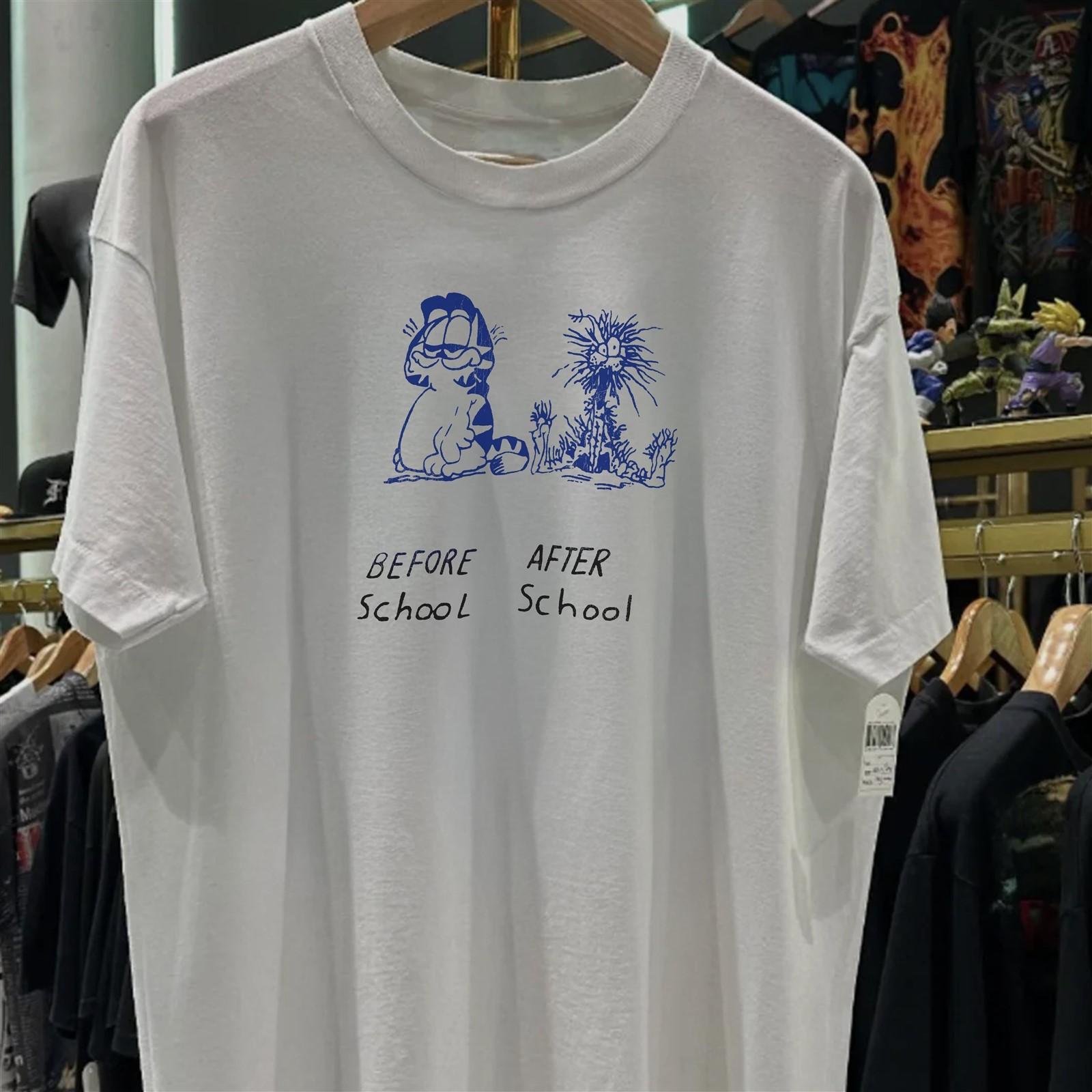 1980s Garfield Parody Before School Promo White T-Shirt XXL XL