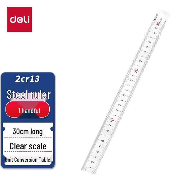 Deli 30cm Stainless Steel Straight Ruler