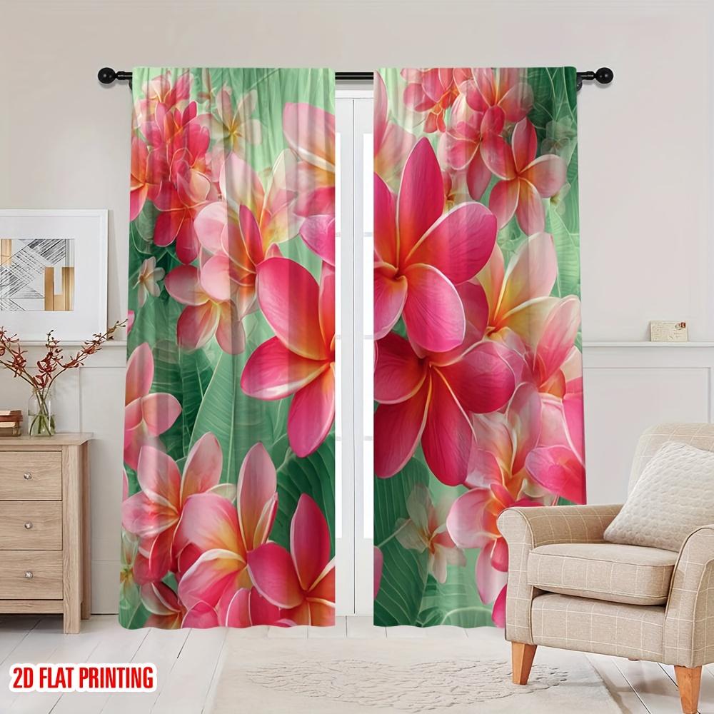 Vibrant Tropical Floral Curtains Digital Print Pink Red Botanical Leaf Curtain Drapes Polyester Window Treatment Luxury Home Dec