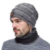 Fashion Pullover Scarf Knitted Velvet Two-piece Scarf Men's Winter Neck Protection Cold Hat Classic Hat