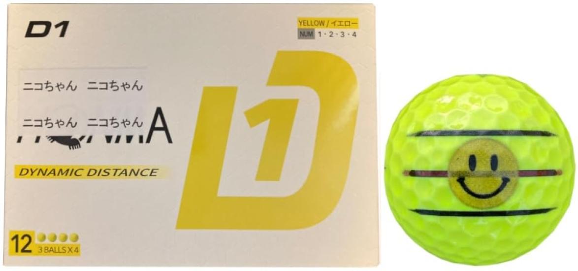 [Линейка HappirakiGolf] Honma Golf D1 2024 с подкладкой (Желтый, 1 дюжина, Смайлик)