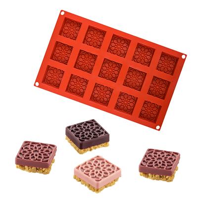 Rundes oder Quadratisches Oberteil Gemustertes Dekoratives Schokoladenform Rotbraun Silikon Kuchenformen DIY Seifenformen Dessert Backwerkzeuge