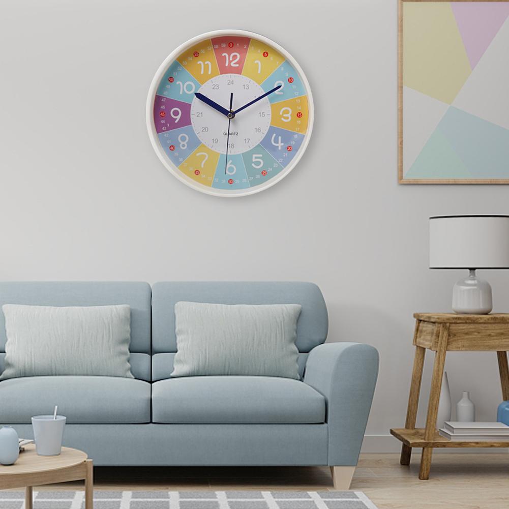 10inch Colorful Wall Clocks Silent Movement Teaching Clock For Classroom Playroom Nursery Bedrooms Kids Room