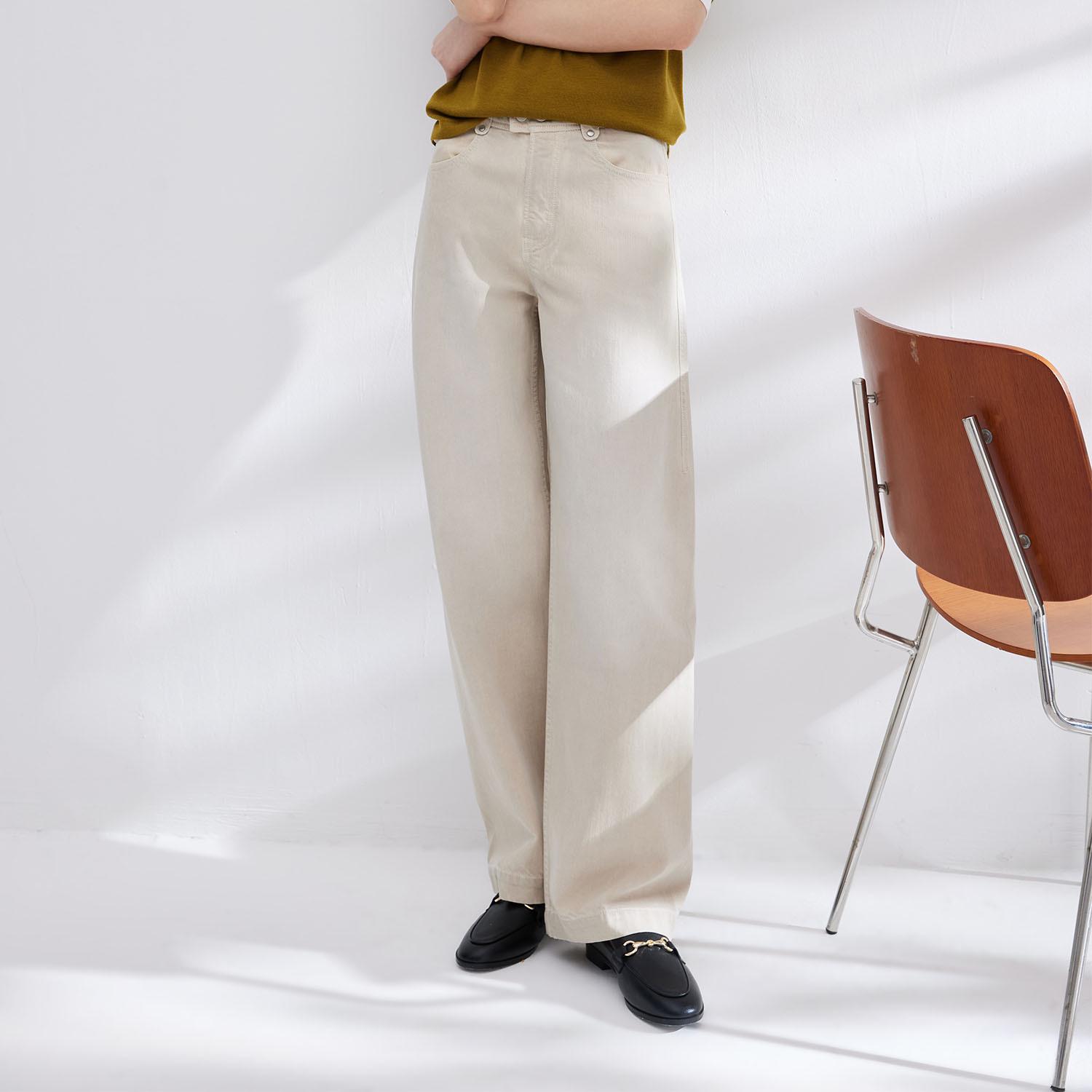 

Cinnamon High-Waisted Straight Leg Trousers with Double Buttons | Cool, Breathable Lyocell Denim Pants for Women | Perfect for Spring and Summer XL